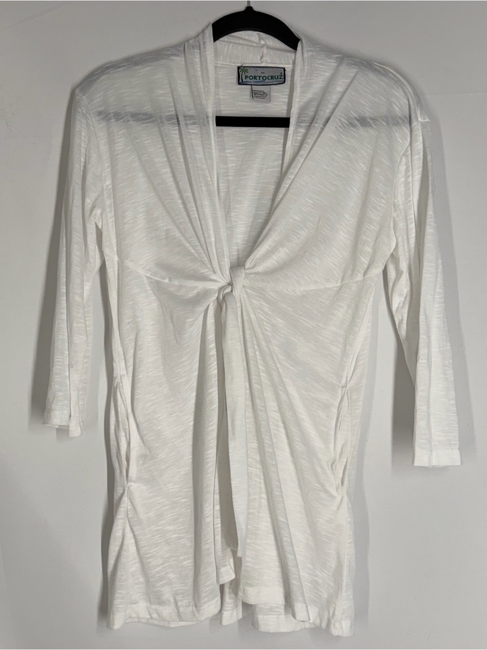 Portocruz White Knot-Front Women's Cardigan